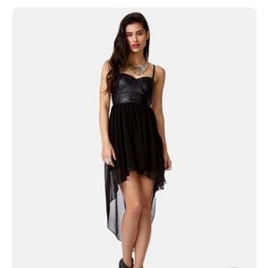 📌Black Faux Leather Corset Hi-low Dress 🖤/Free